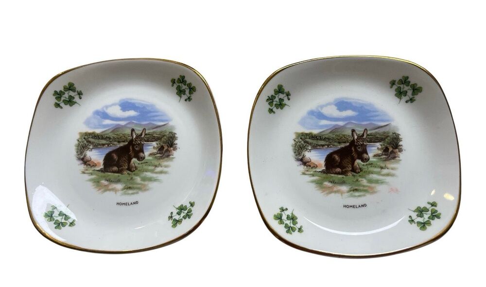 Royal Tara Homeland plates fine bone china donkey and shamrock made in Irish Rep